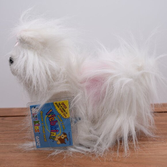 GANZ Webkinz Lil' Kinz White Yorkie Puppy Dog Plush Toy Long Hair Bow with Code - Picture 5 of 9